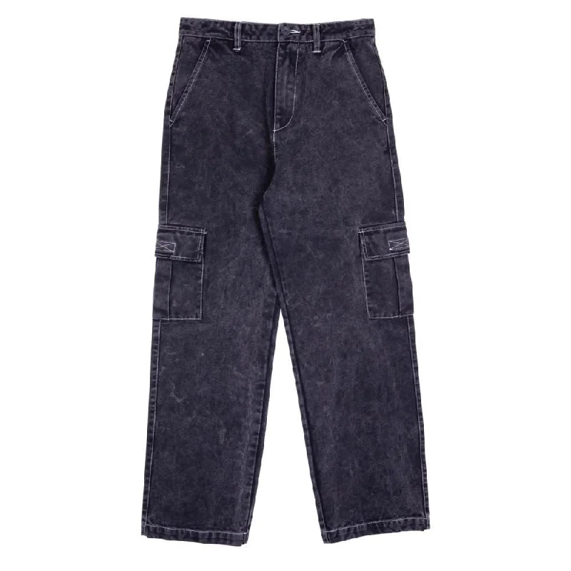 Santa Cruz Womens Pant Nolan Cargo Slouch Pant - Black Acid Wash / White Stitch Comfortable Denim Leggings