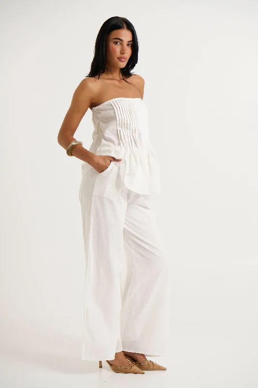Ginny Pant Set White Trendy Wide-Legged Trousers