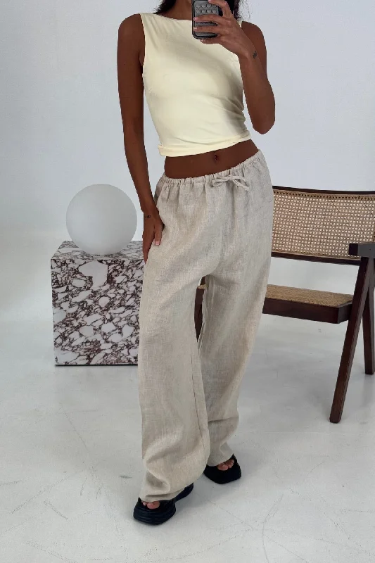 Tasha Pant Oat Lightweight Linen Pants