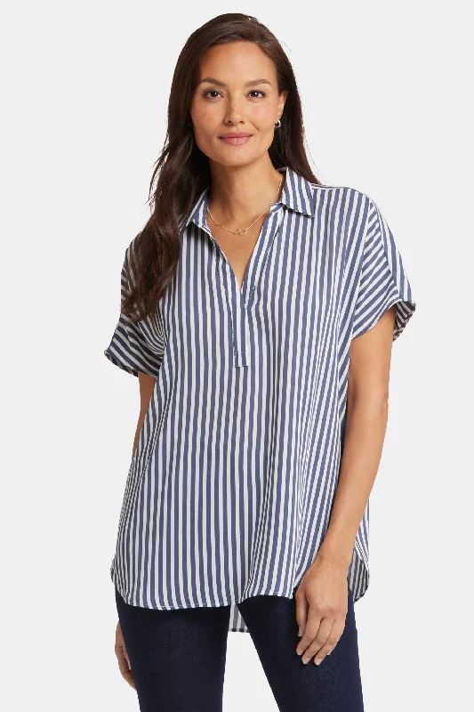 Becky Short Sleeved Blouse - Skyline Feminine Satin Blouse