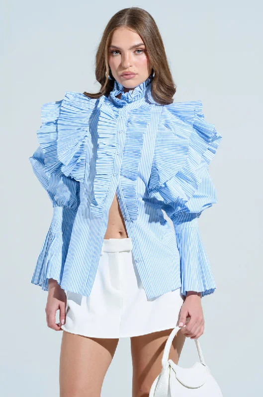 KAREN BUTTON DOWN BLOUSE Gathered Detail Blouse