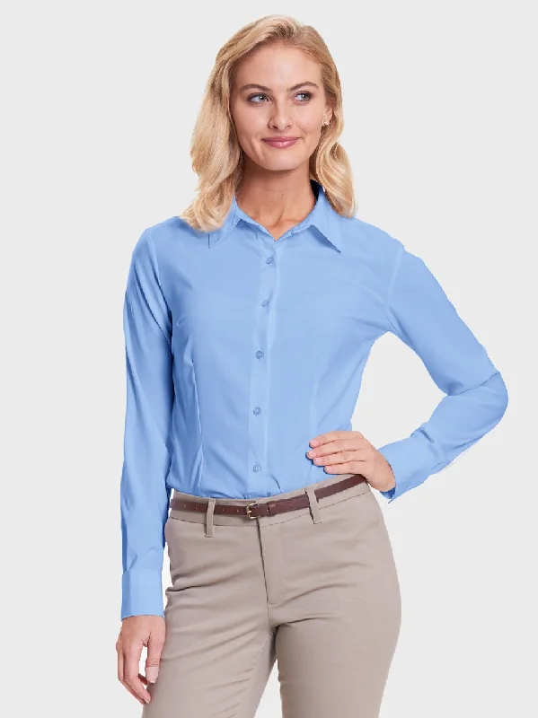 Ladies' Classic Blouse - Peri Blue Ruffled Neck Blouse