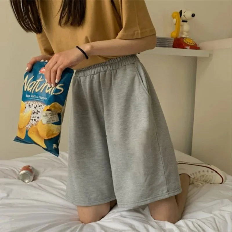 Women Shorts Summer Drawstring Wide Leg Sweat Short High Elastic Lace Up Pants Fitness Running Shorts Loose Casual Large Sports Trendy Printed Pants Women Shorts Summer Drawstring Wide Leg Sweat Short High Elastic Lace Up Pants Fitness Running Shorts Loose Casual Large Sports Trendy Printed Pants