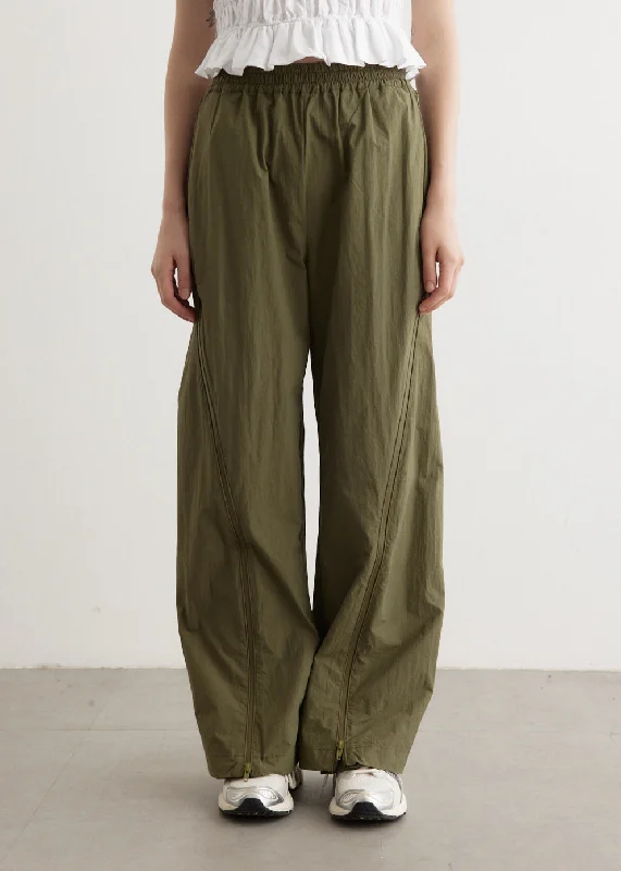 Zipper Track Pants Trendy Wide-Legged Trousers