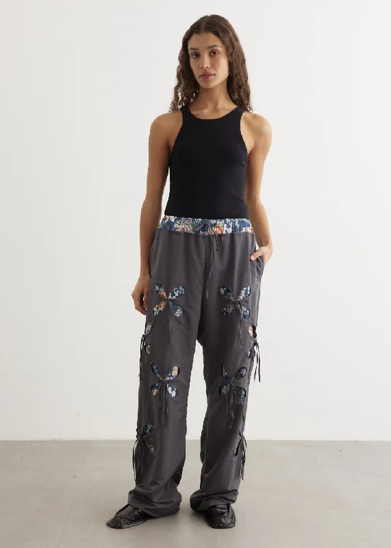 Grey Petal Track Pants Soft Cotton Pants