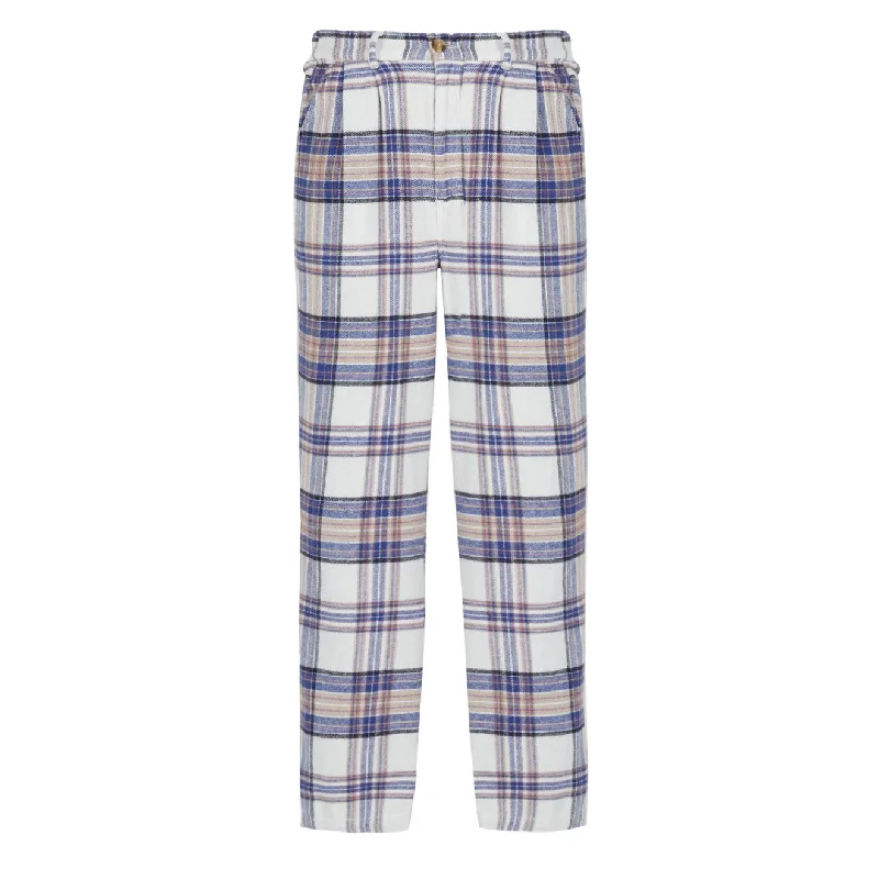 Obey Womens Max Plaid Pants Unbleached Multi Stylish Paperbag Waist Pants