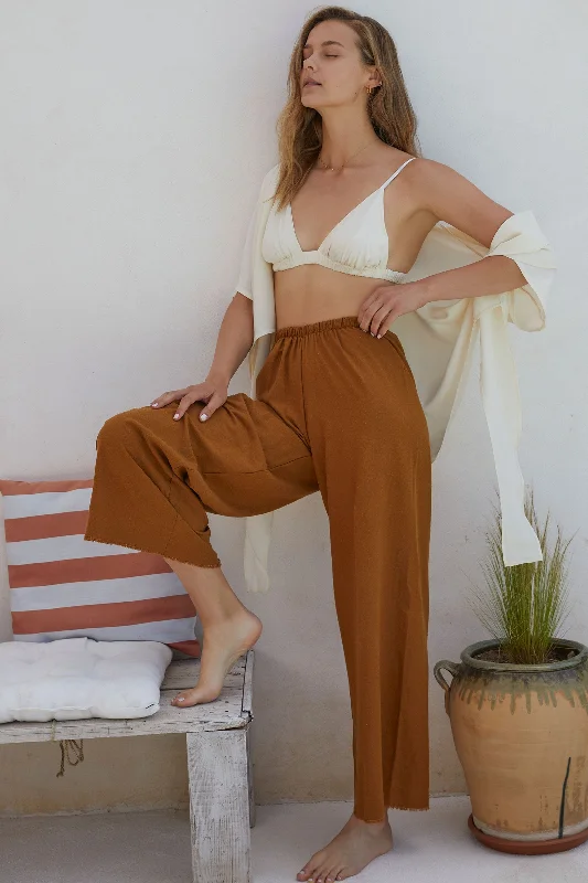 Raw Silk Easy Pant In Copper Classic Straight-Leg Pants