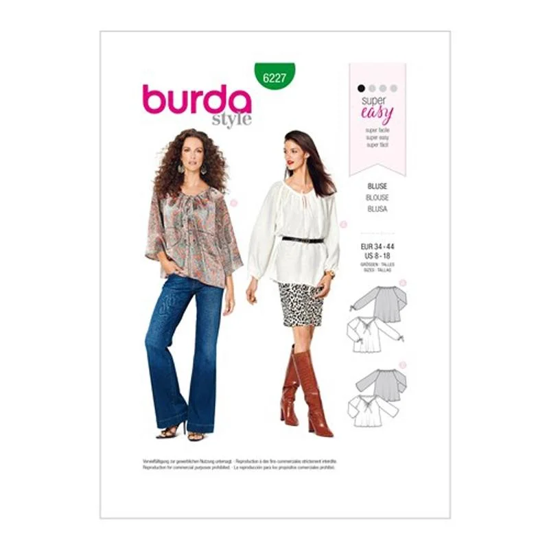 Burda Pattern X06227 Misses' Blouse (8-18) Chic Sleeveless Blouse