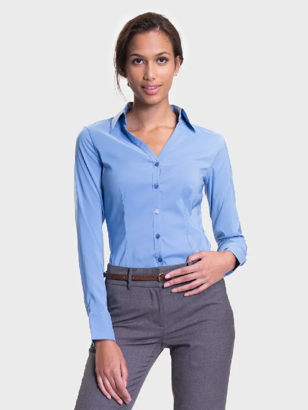 Ladies' Perfect Blouse Long Sleeve - Peri Blue Backless Summer Blouse