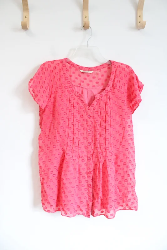 Soft Surroundings Pink Textured Short Sleeved Blouse | S Lightweight Chiffon Blouse