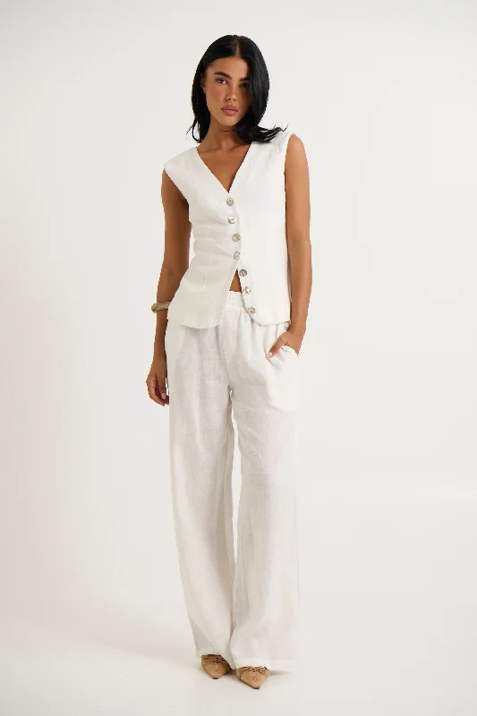 Adalee Pant White Classic Pleated Pants