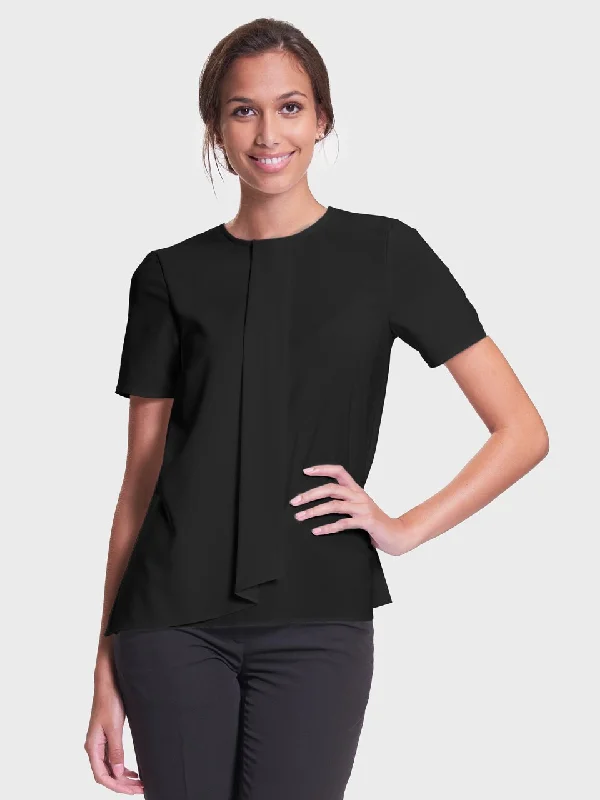 Ladies' Panel Blouse - Black Lightweight Linen Blouse