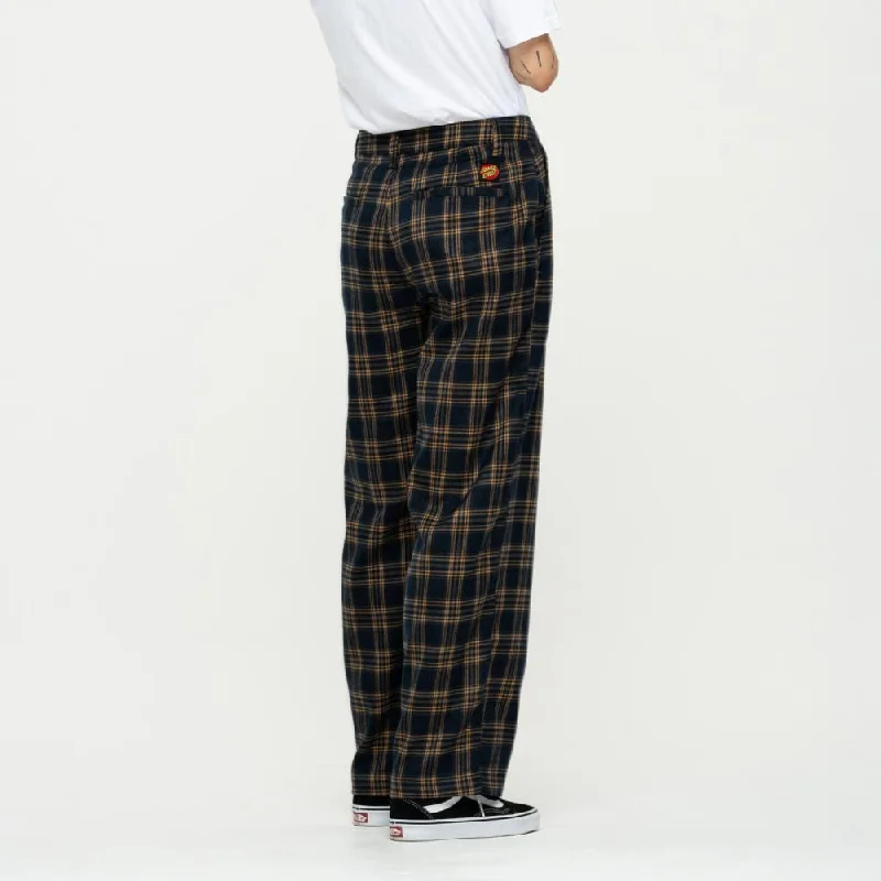 Santa Cruz Womens Pant Nolan Slouch Pant - Navy Check Stylish Slim Trousers