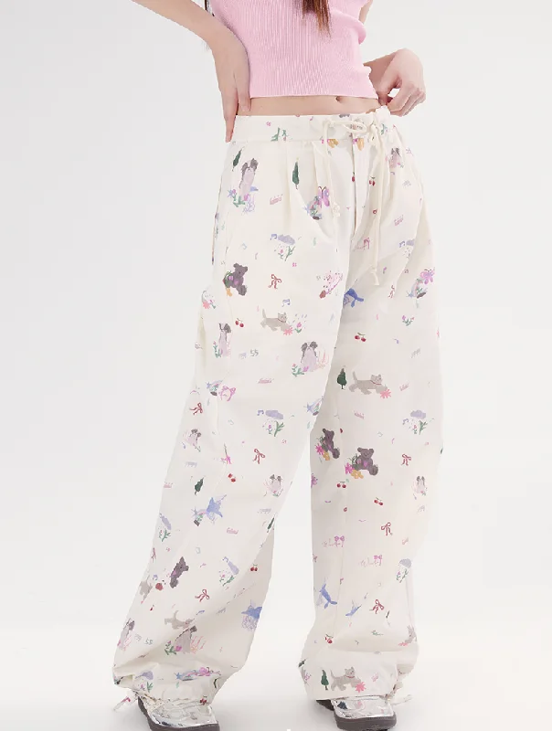 Animal Print Loose Straight Casual Pants WOO0096 Classic Stretch Pants
