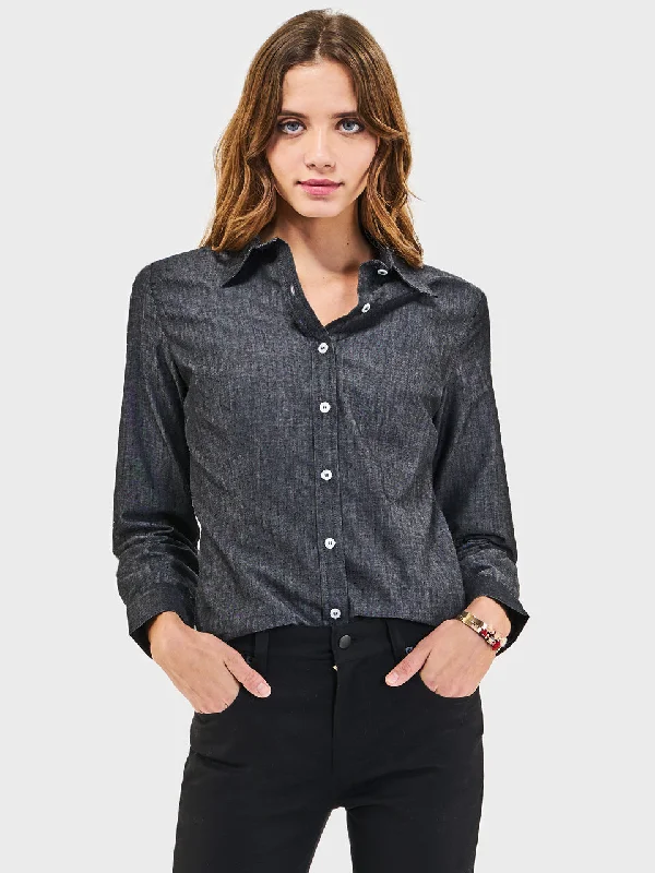 Ladies' Essential Blouse - Grey Chambray Modern Oversized Blouse