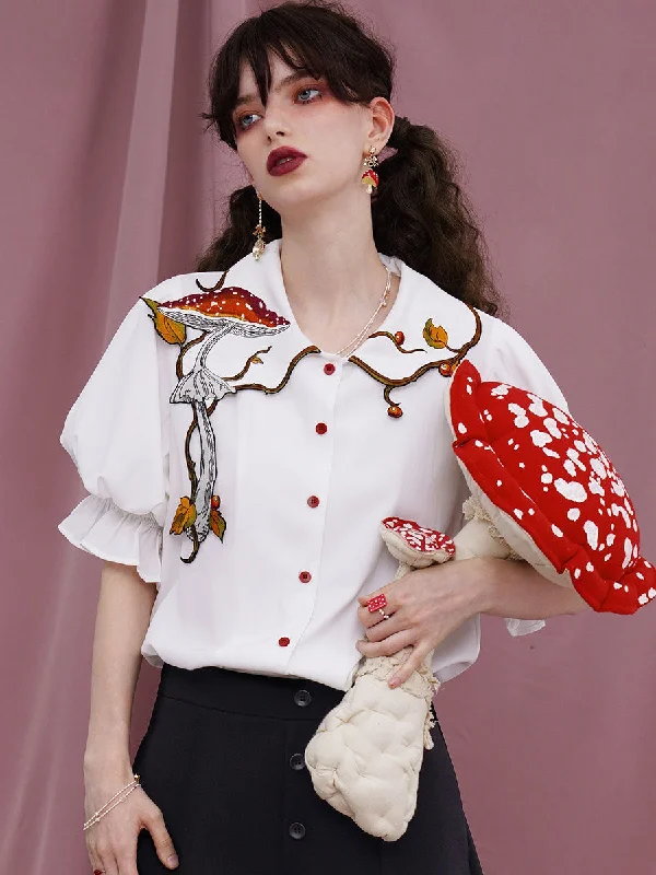 Magical Mushroom Meadow Blouse Relaxed Fit Blouse