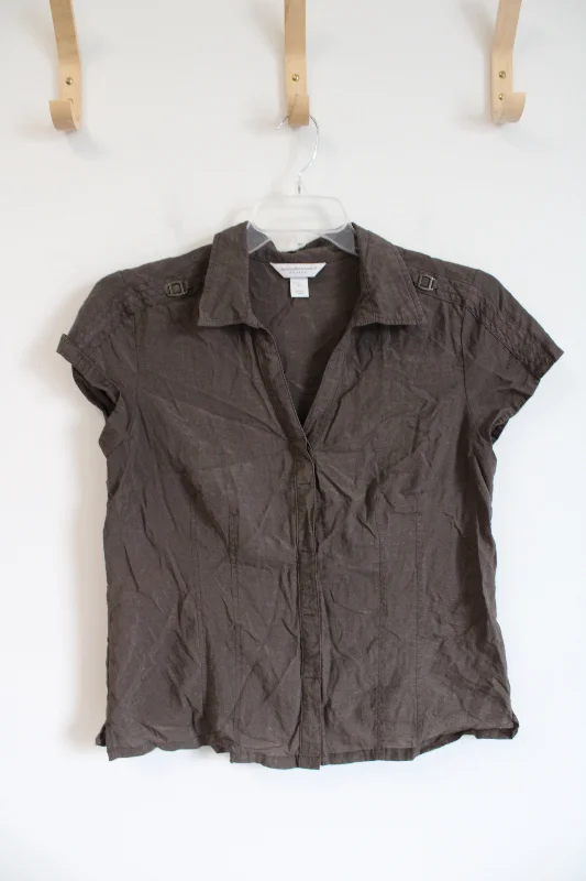 Christopher & Banks Olive Button Up Blouse | PL Airy Cotton Blouse