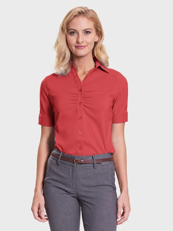 Ladies' Victoria Blouse - Sunset Red Lightweight Floral Blouse
