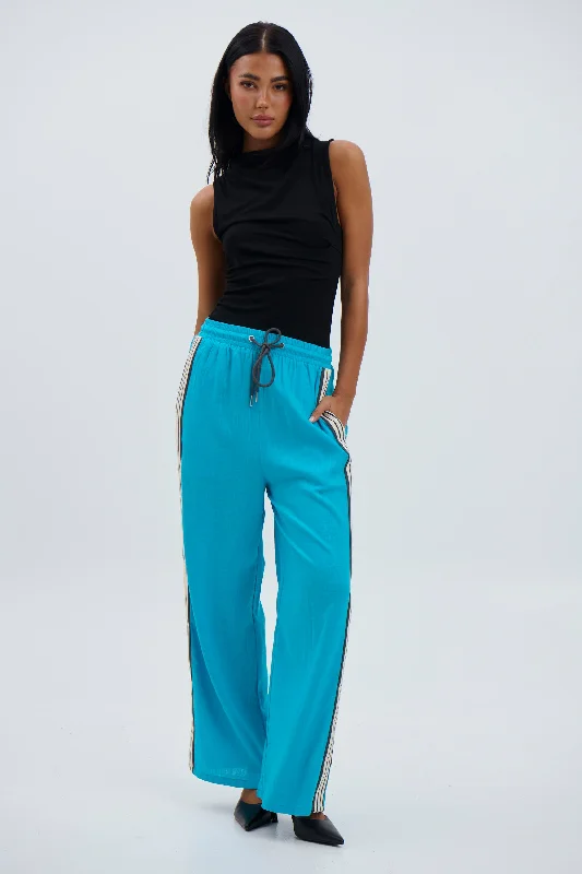 Leesa Pant Blue Wide-Legged Palazzos