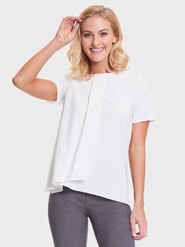 Ladies' Panel Blouse - White Boho Chic Blouse