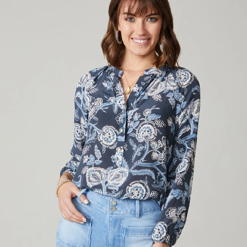 Cora Silk Blouse - Oyster Factory Vintage Floral Collared Satin Blouse