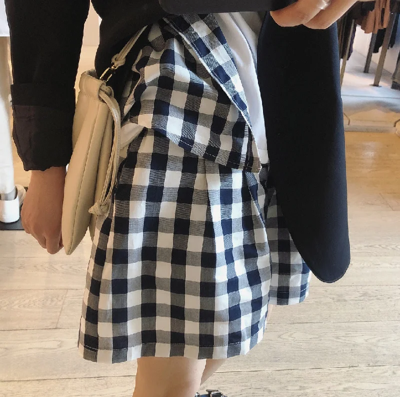 Lubei summer Korean version of simple high waist grid shorts loose casual A word wide leg hot pants women tide Classic Bootcut Trousers Lubei summer Korean version of simple high waist grid shorts loose casual A word wide leg hot pants women tide Classic Bootcut Trousers