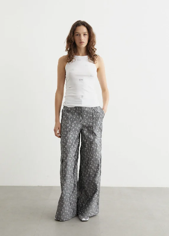 Acetate Jacquard Cargo Pants Trendy Printed Leggings