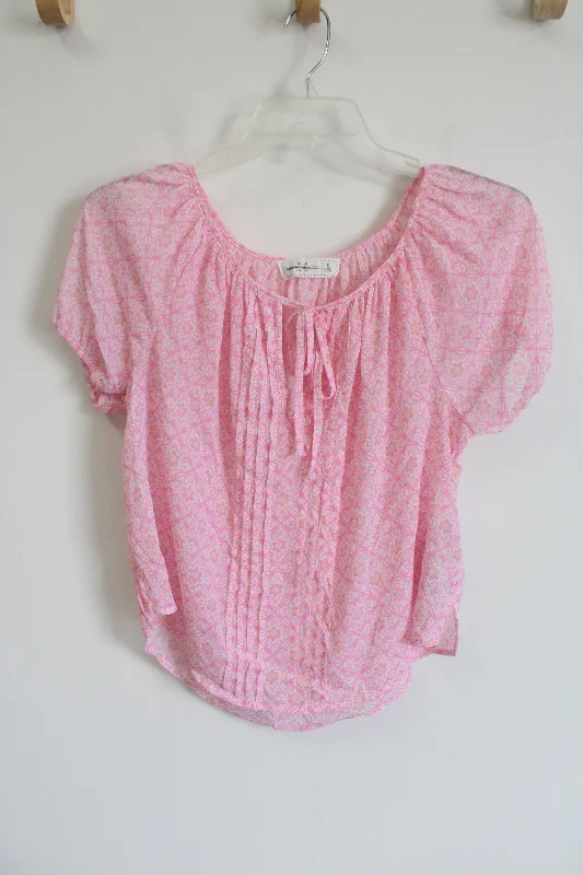 Abercrombie & Fitch Pink Floral Blouse | S Romantic Lace Blouse