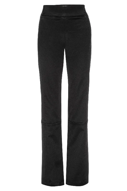 SHILOH Black Satin Pant Comfy High-Waist Jeans