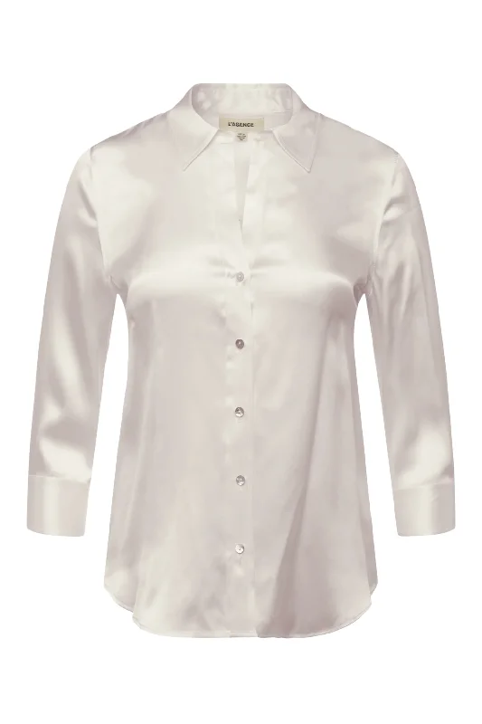 Dani Silk Blouse | Champagne Classic White Blouse