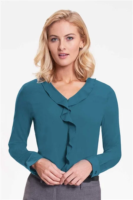 Ladies' Charlotte Blouse - Aquamarine Casual Stripe Blouse