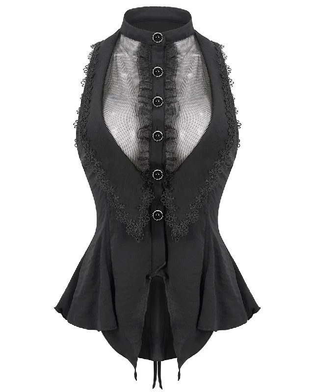 Devil Fashion Womens Romantic Goth Lolita Sleeveless Halter Blouse - Black Romantic Lace Blouse Devil Fashion Womens Romantic Goth Lolita Sleeveless Halter Blouse - Black Romantic Lace Blouse