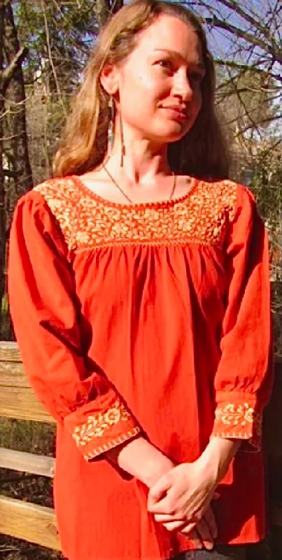 Rocio Long Sleeve Chapala Traditional Embroidered Blouse Business Casual Blouse