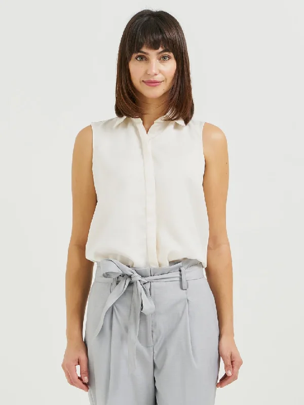 Ladies' Kiara Blouse - Cream Sleeveless Summer Blouse