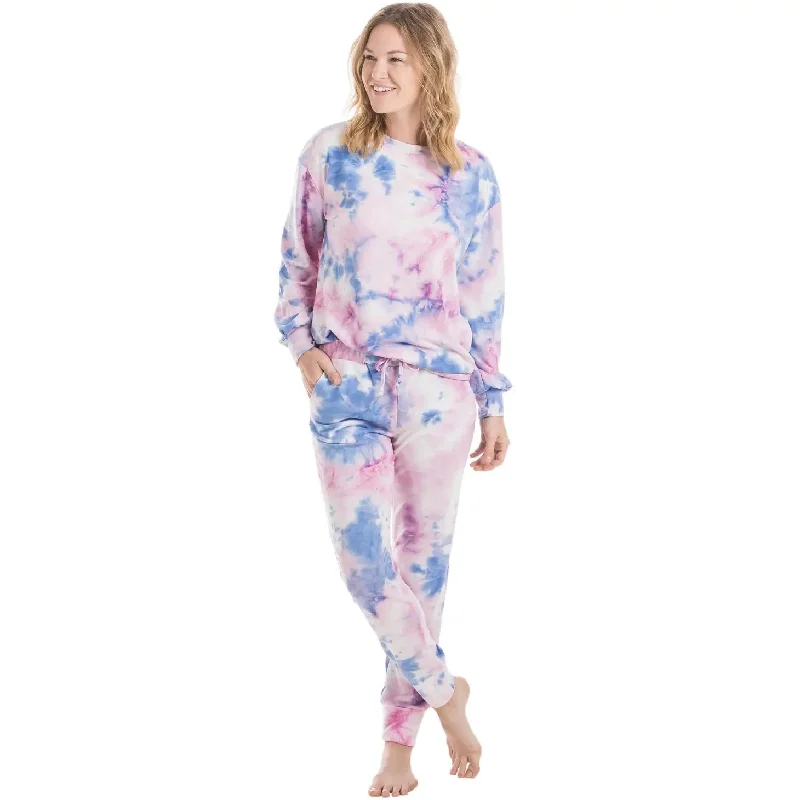 Tie Dye Loungewear Pants Set Comfortable Pleated Pants