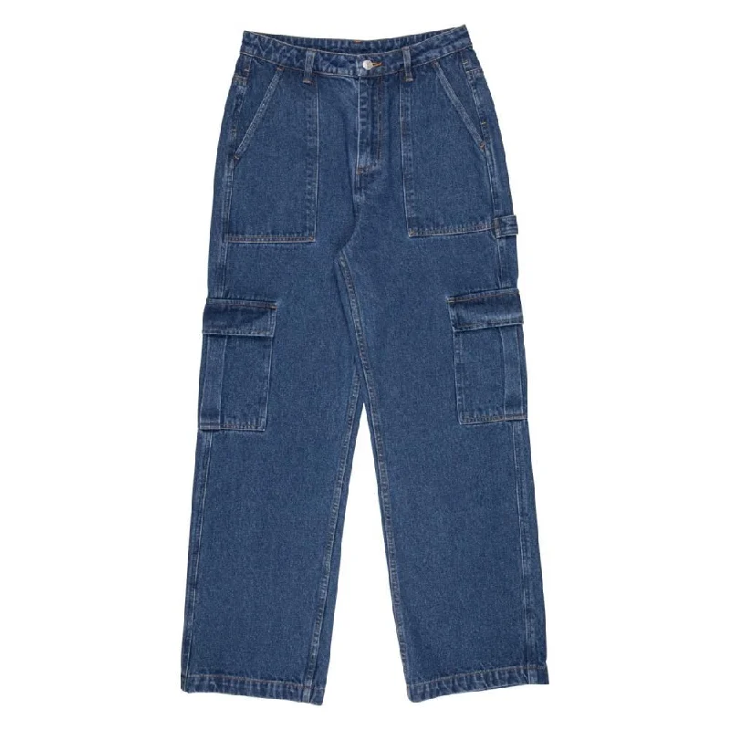 Santa Cruz Womens Pant Workers Cargo Pant - Classic Blue Denim Soft Stretch Trousers