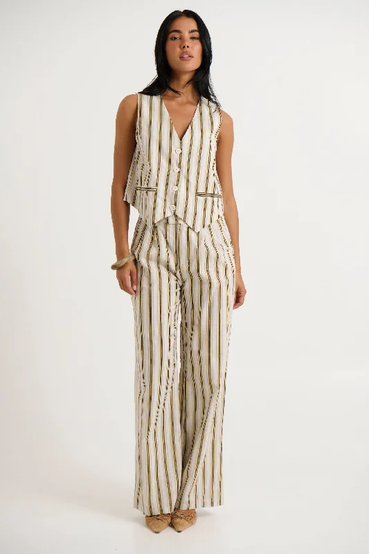 Zoria Pant Vory Stripe Comfortable Denim Trousers