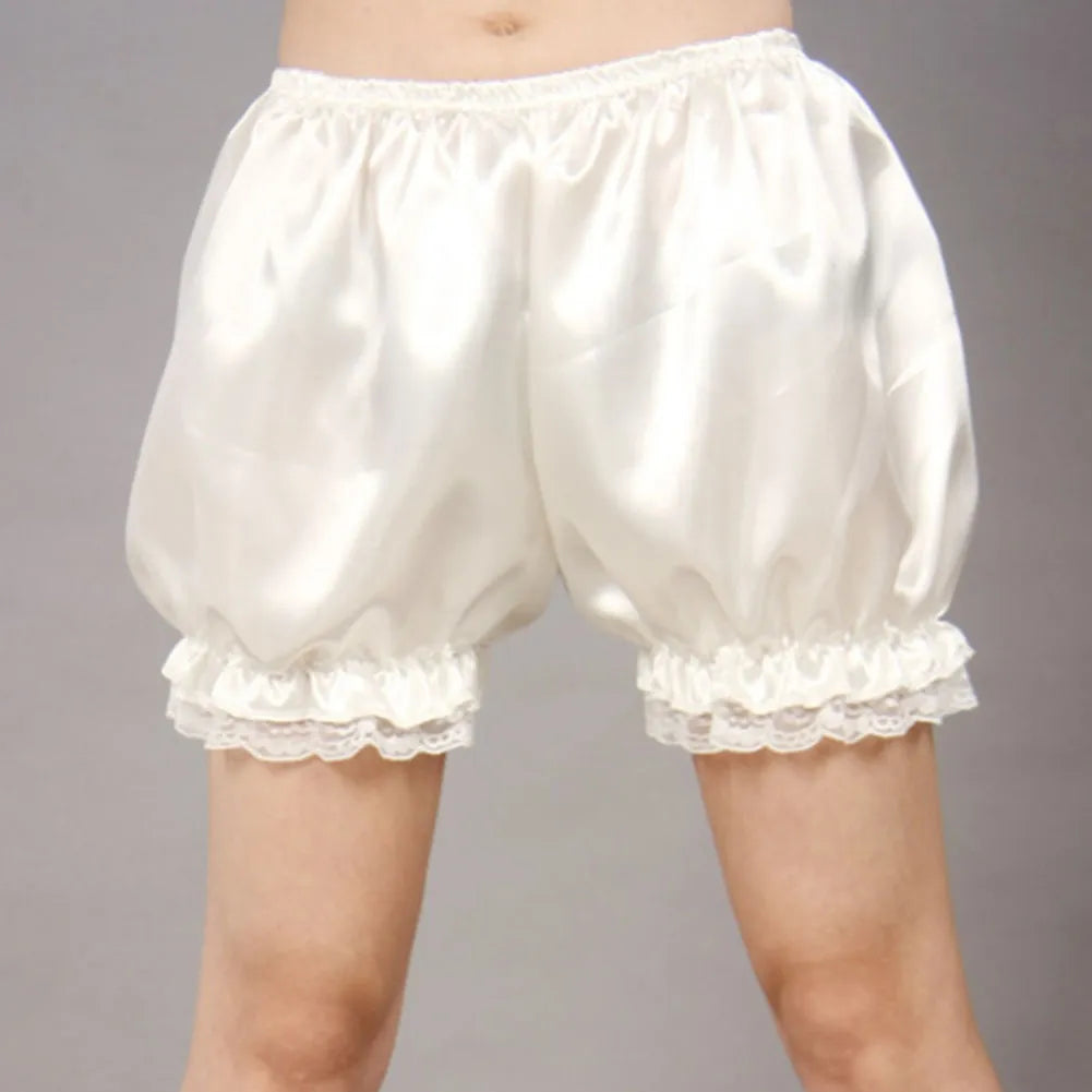 Lolita Cosplay Lace Women Bubble Bloomer Under Short Pants Elastic Lantern shorts High-Waist Jogger Pants