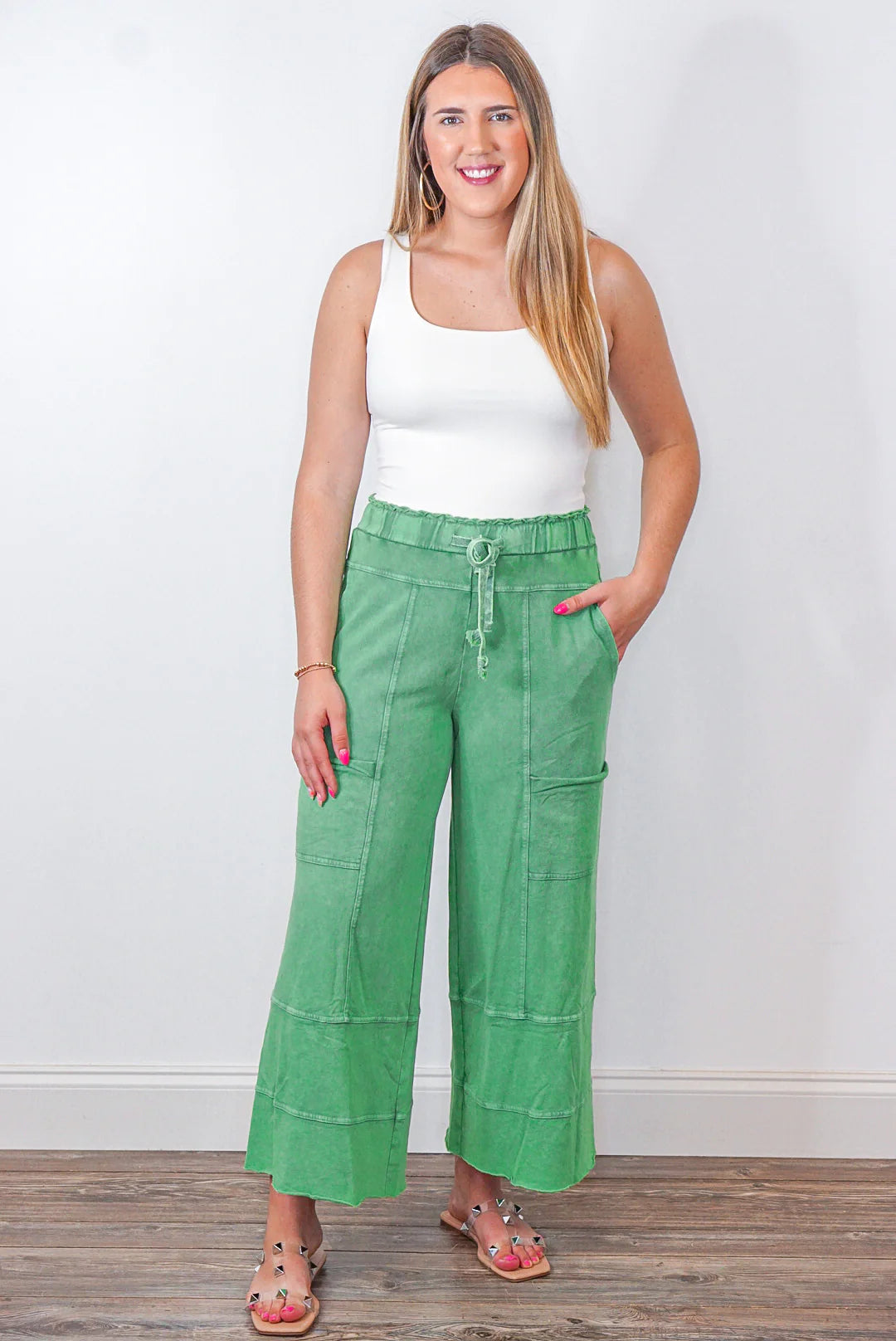 Happy Place Evergreen Knit Pants Cozy Full-Length Pants