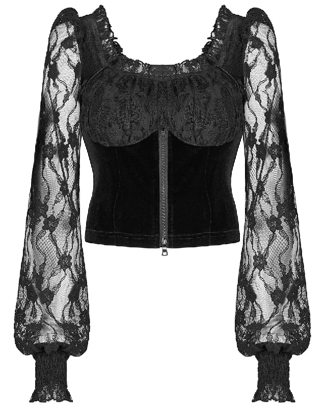 Punk Rave Daily Life Casual Gothic Flocked Velvet Rose Lace Blouse Top Dqf Lightweight Linen Blouse Punk Rave Daily Life Casual Gothic Flocked Velvet Rose Lace Blouse Top Dqf Lightweight Linen Blouse