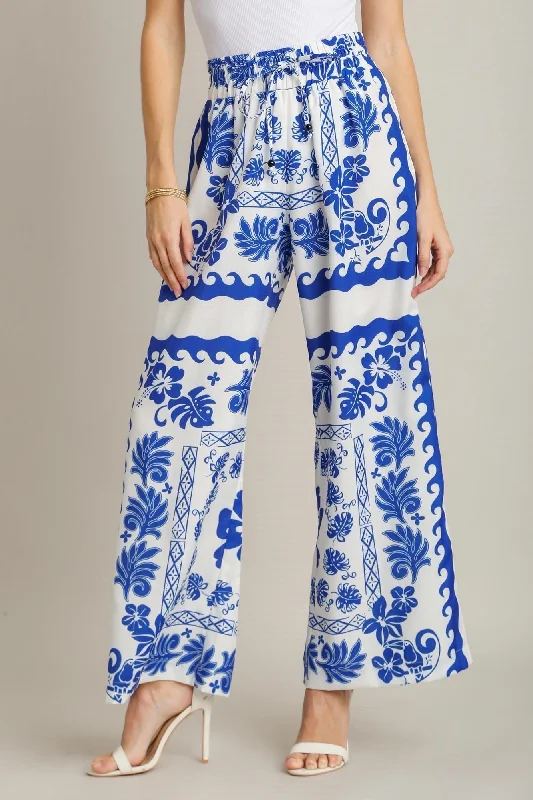 Palazzo Perfection Blue Floral Pants Soft Stretch Pants