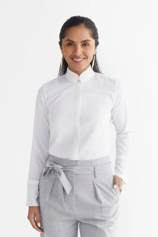 Ladies' Antoinette Blouse - White Lightweight Chiffon Blouse