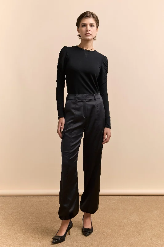 Satin cargo pant Elegant High-Waist Pants