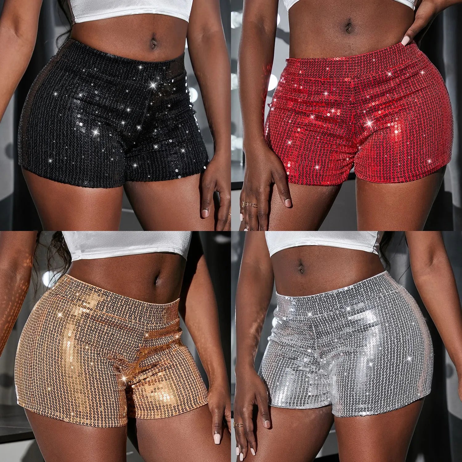 High waist shorts hot pants since elastic sequins bead piece clothing performance increase Elegant Silk Pants High waist shorts hot pants since elastic sequins bead piece clothing performance increase Elegant Silk Pants