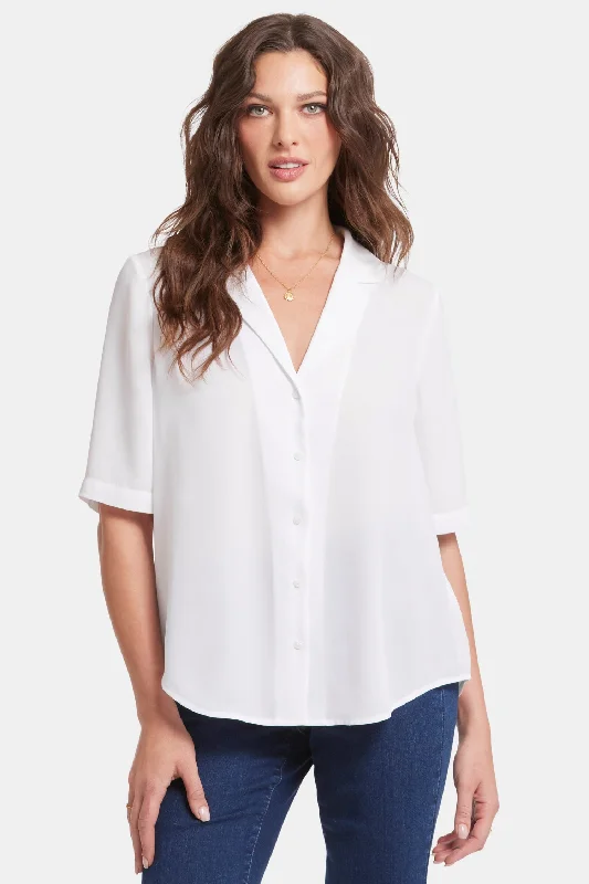 Gabrielle Short Sleeved Blouse - Optic White Modern Work Blouse