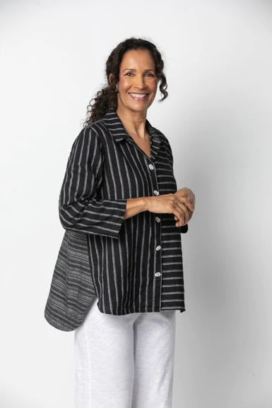 Habitat 42631 Stripe Blouse Casual Button Blouse
