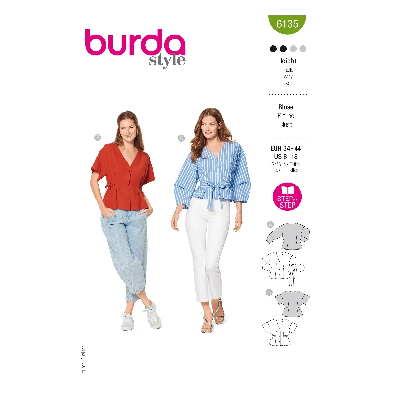 Burda Pattern 6135 Misses' Blouse Loose Oversized Blouse
