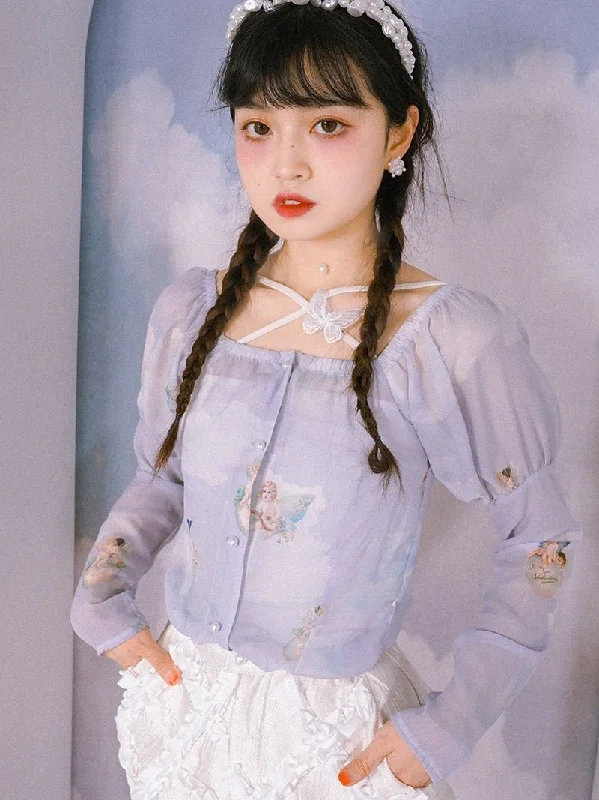 Angel Puff-sleeve Gothic Blouse【s0000000076】 Soft Knit Blouse