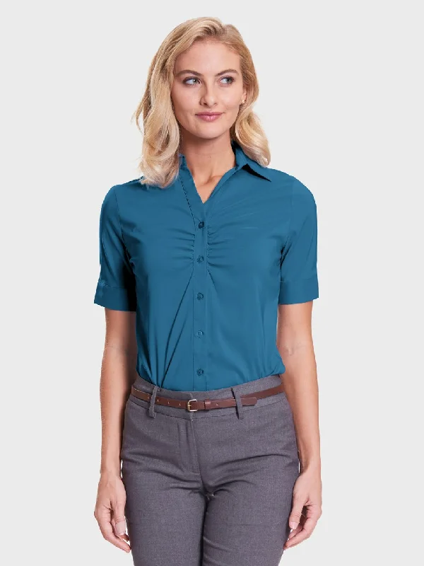 Ladies' Victoria Blouse - Aquamarine Soft Knit Blouse