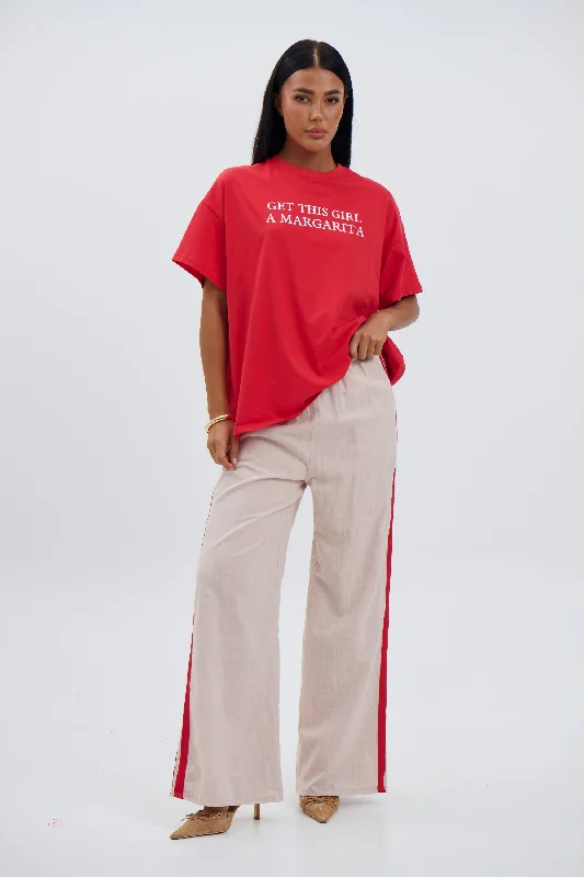 Maddie Pants Beige Lightweight Jogger Pants